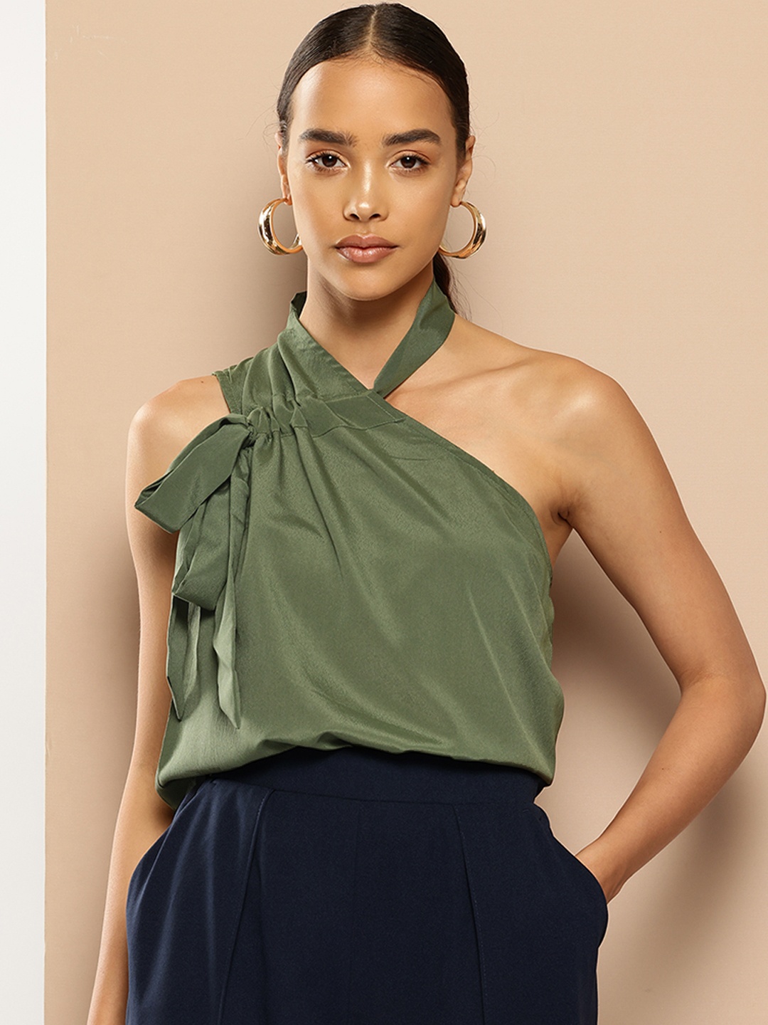 

Chemistry Tie-Up Detail One Shoulder Top, Olive