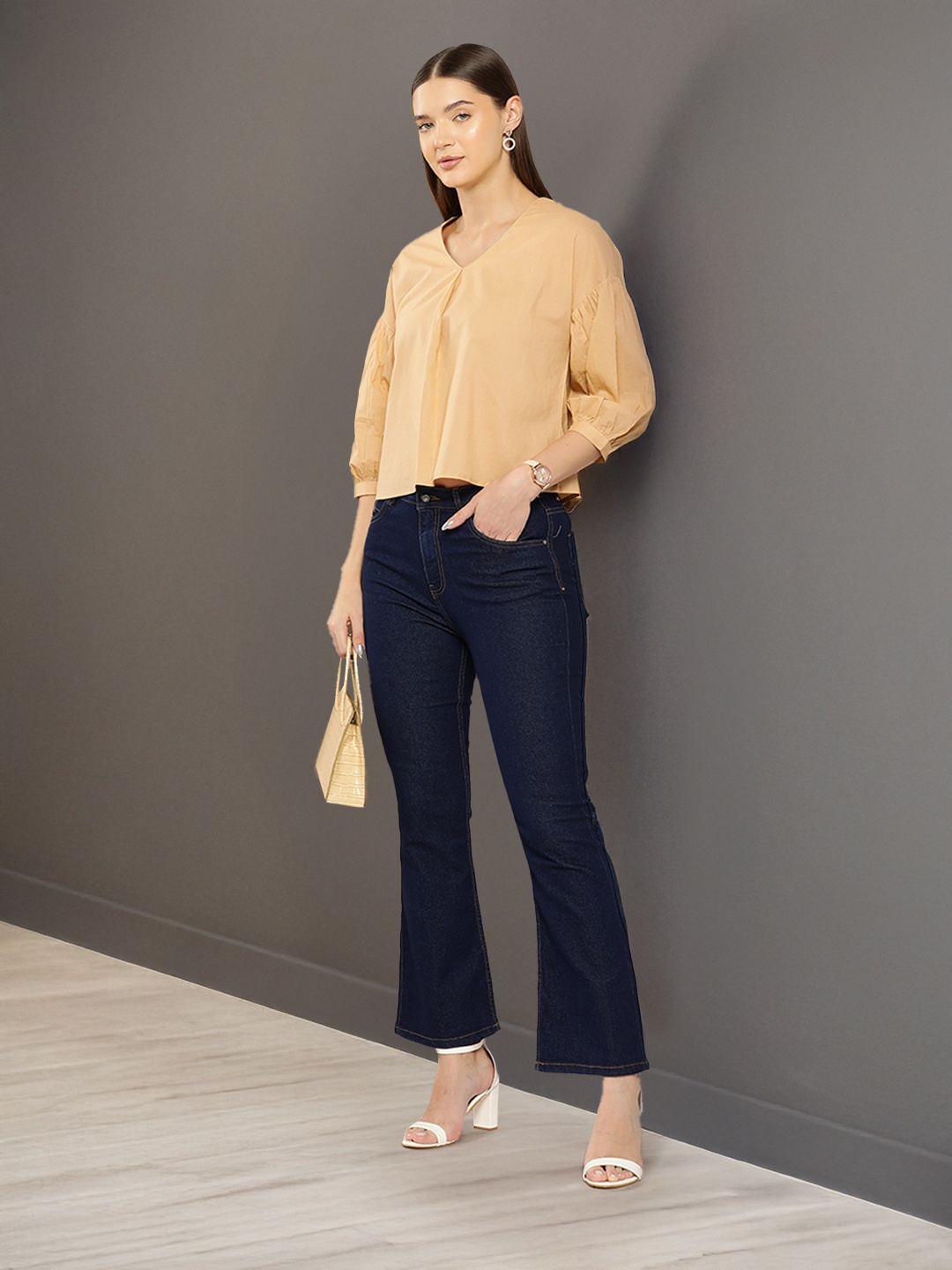 

Chemistry Pure Cotton Puff Sleeve Top, Beige
