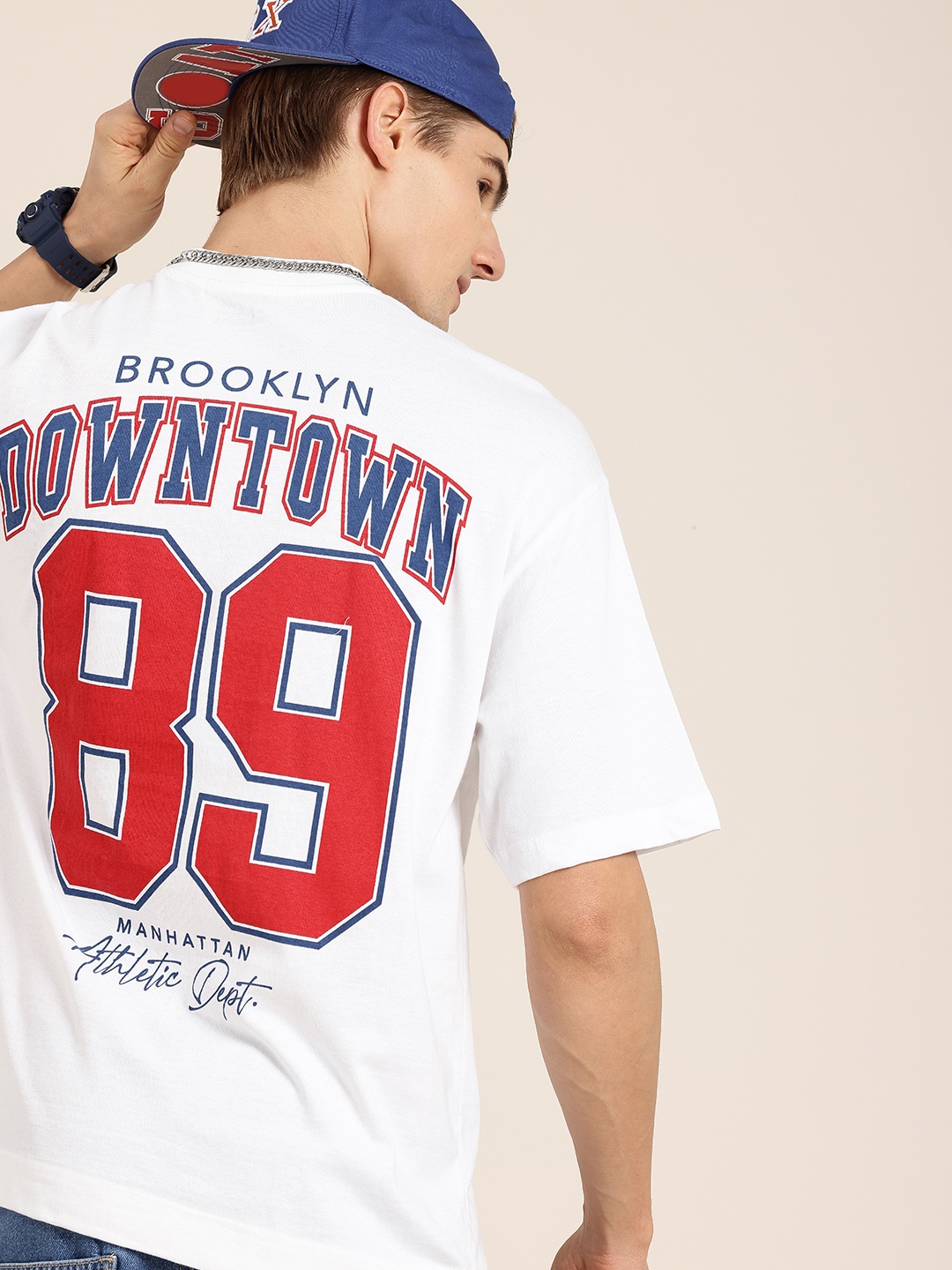 

HERE&NOW Varsity Printed Pure Cotton T-shirt, White