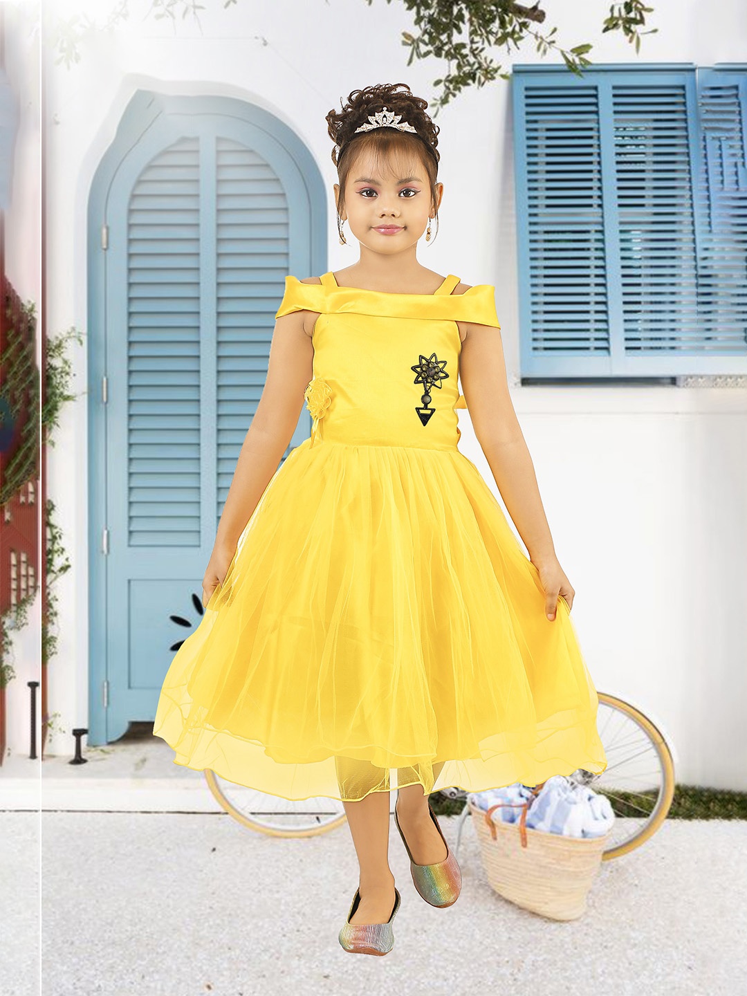 

BAESD Girls Net Fit & Flare Party Dress, Yellow