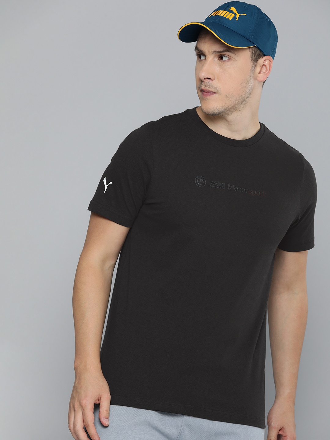 PUMA Motorsport Men BMW Logo Graphic Pure Cotton T-shirt, Black