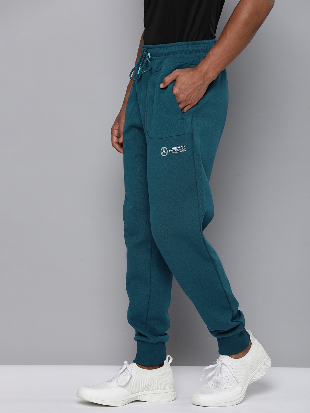 

PUMA Motorsport Men Mid Rise Mercedes-AMG Petronas Track Pants, Blue