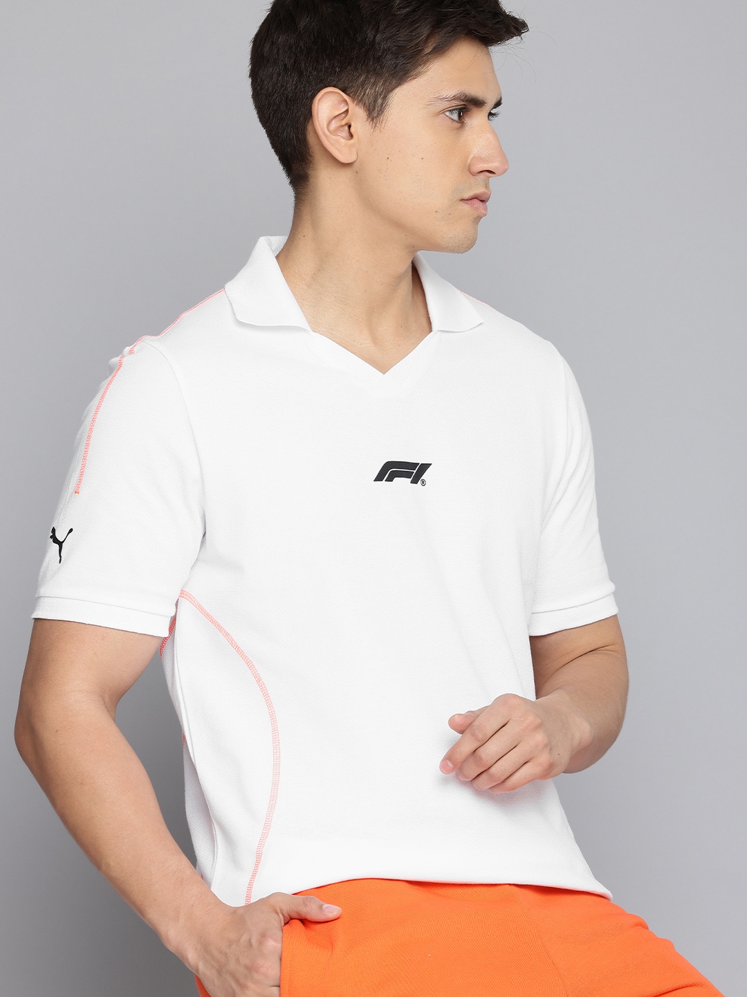 PUMA Motorsport F1 Pure Cotton Polo Collar T-shirt, White
