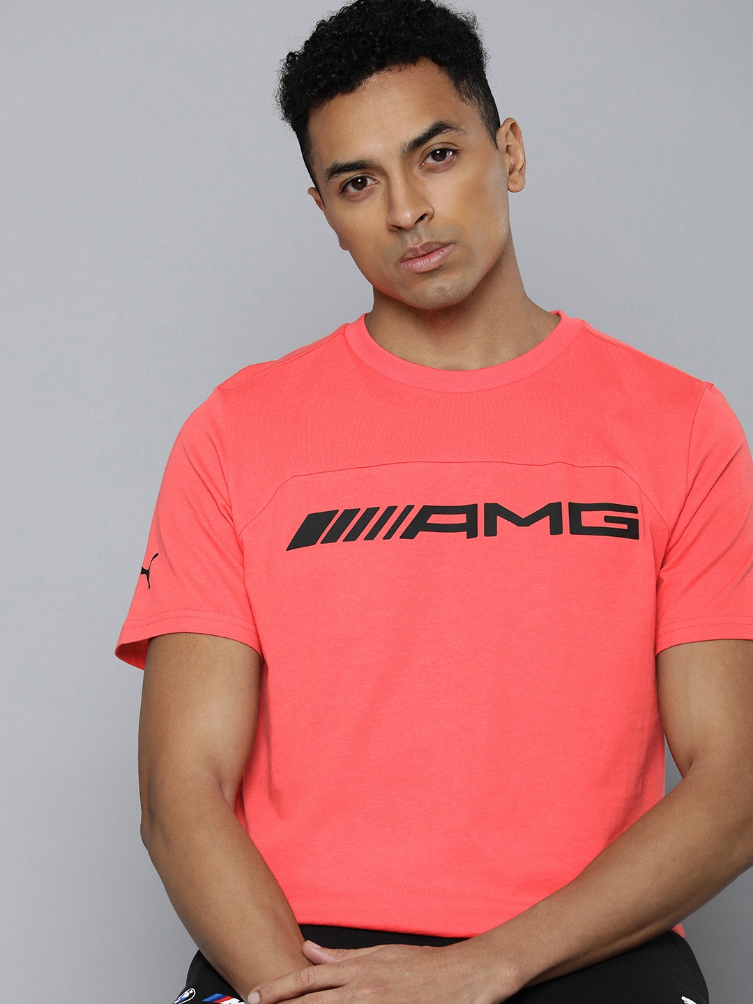 PUMA Motorsport Pure Cotton AMG Printed T-shirt, Coral