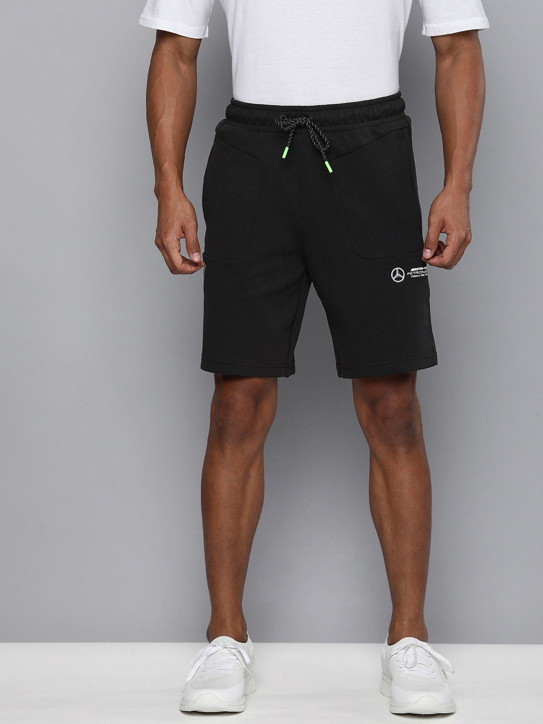 

PUMA Motorsport Men Solid Mercedes-AMG Petronas Motorsport Regular Shorts, Black