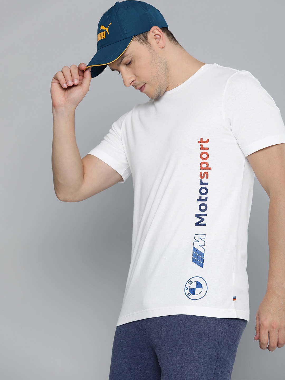 

PUMA Motorsport Men Typography BMW Printed Pure Cotton T-shirt, White