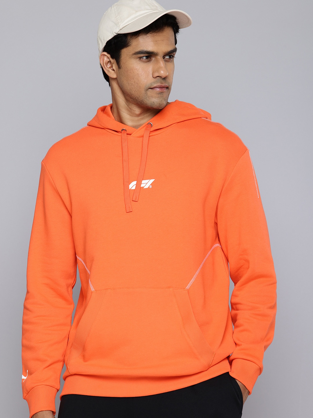 

PUMA Motorsport F1 Brand Logo Printed Hooded Pure Cotton Sweatshirt, Orange