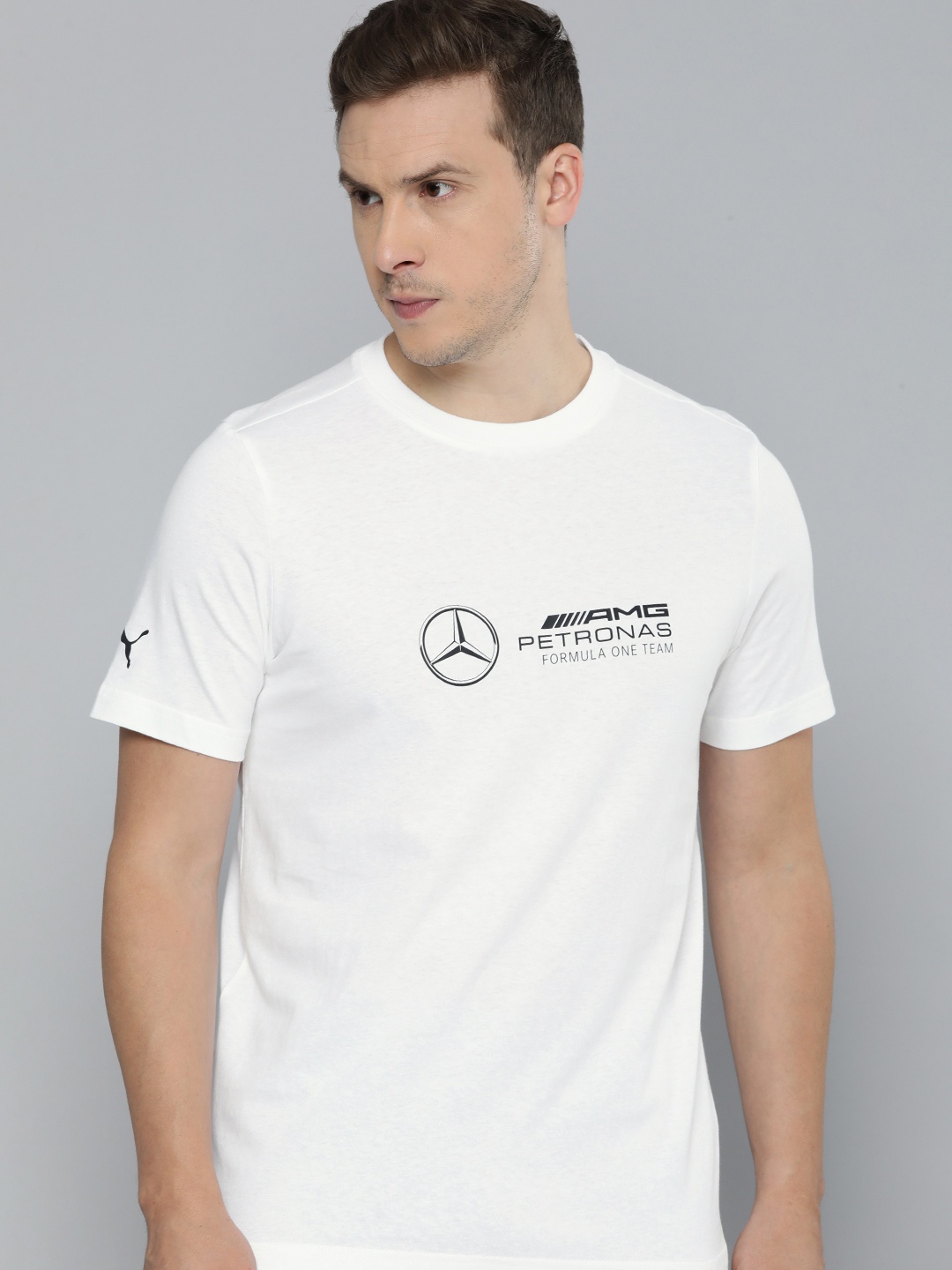 

PUMA Motorsport Mercedes-AMG Petronas Brand Logo Printed Pure Cotton T-shirt, White