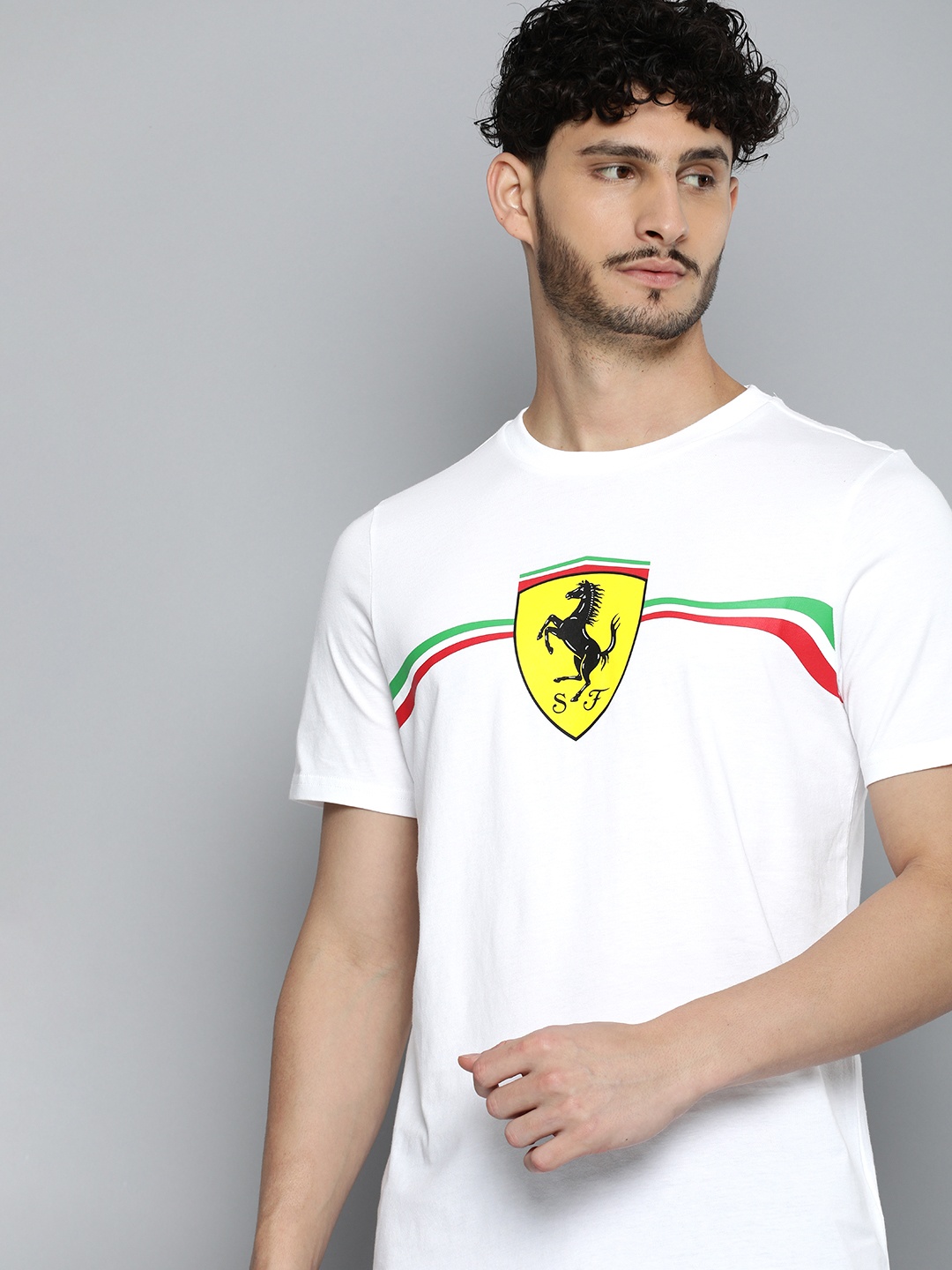 

PUMA Motorsport Scuderia Ferrari Race Big Shield Heritage Printed Pure Cotton T-shirt, White