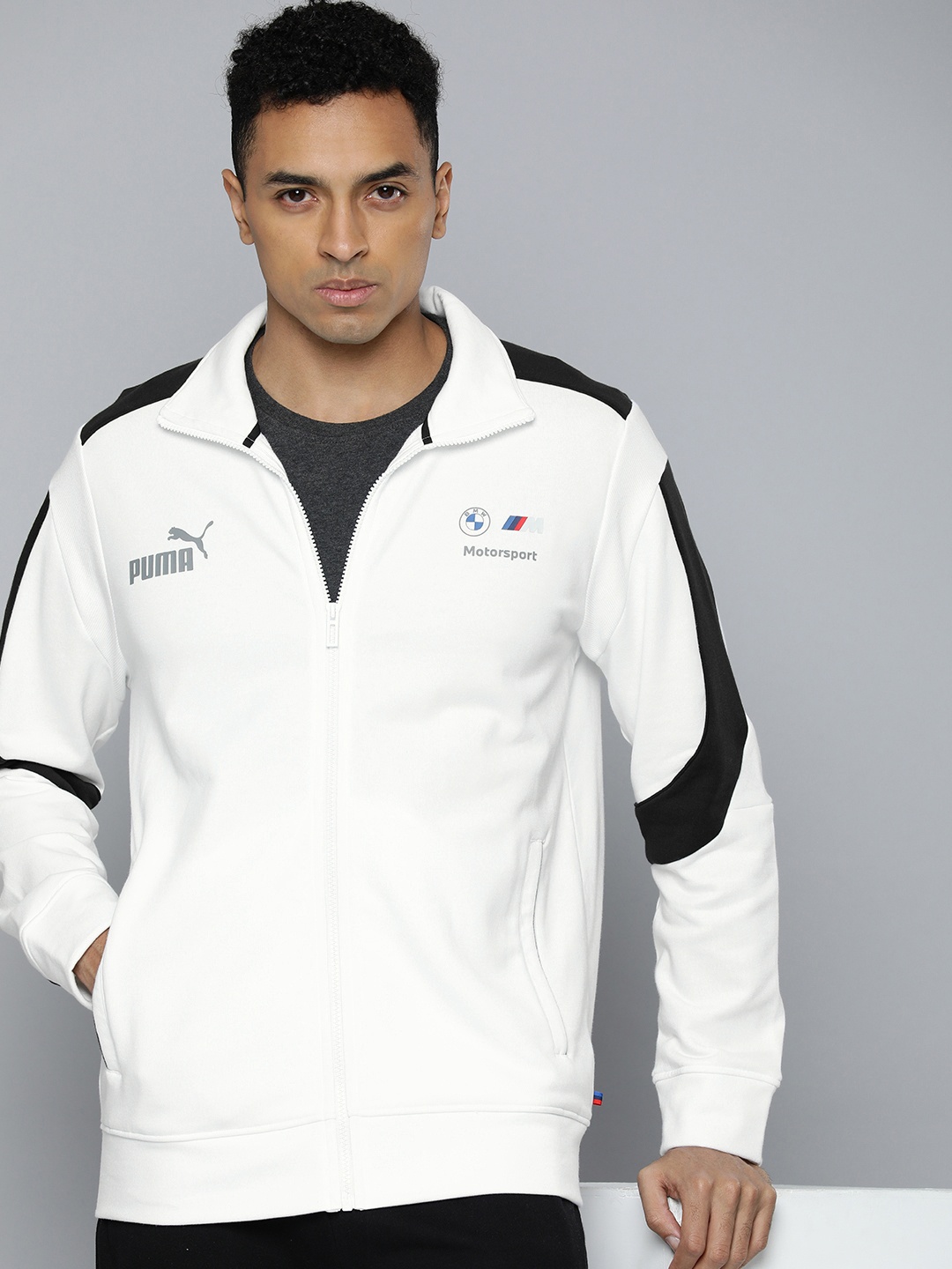 PUMA Motorsport MT7+ Sweat Brand Logo WindCell Pure Cotton Sporty Jacket, White