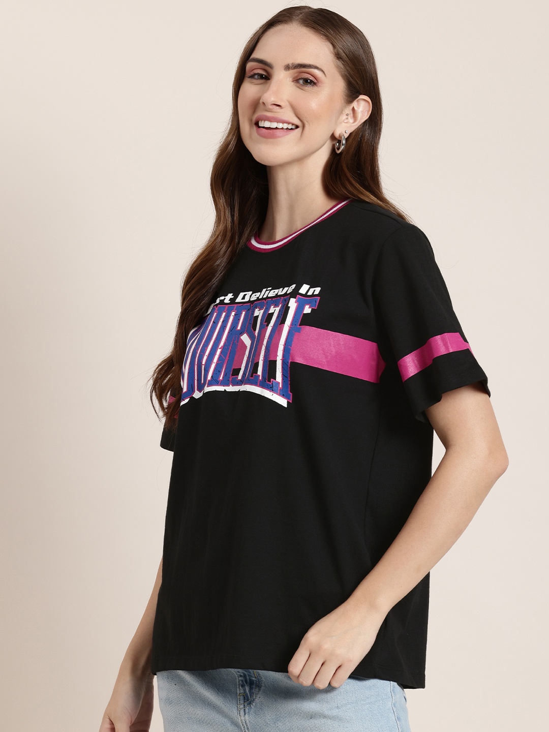 

HERE&NOW Typography Printed T-shirt, Black
