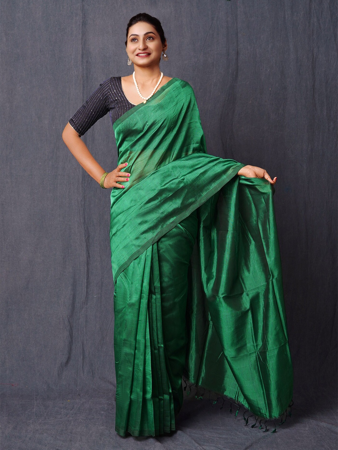 

Unnati Silks Handloom Mangalagiri Saree, Green