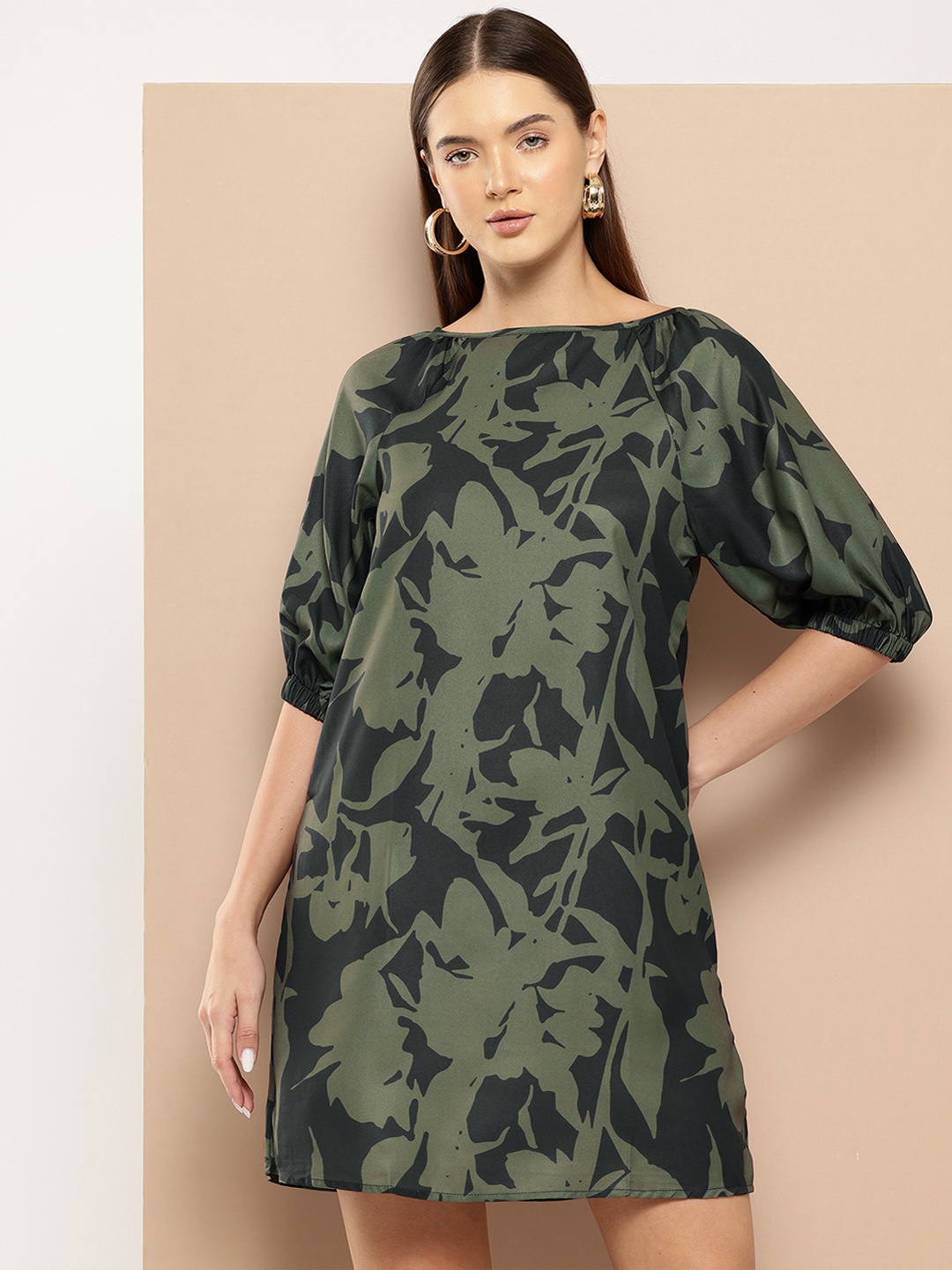 

Chemistry Printed A-Line Mini Dress, Green