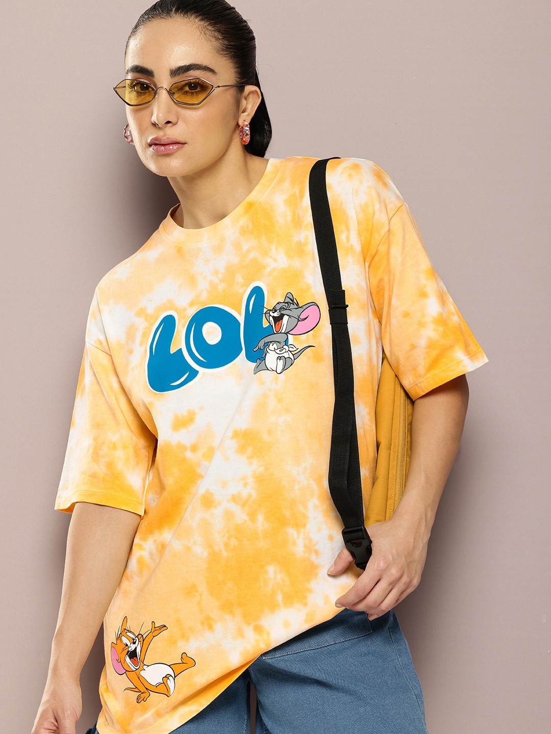 

Kook N Keech Toons Tom & Jerry Printed Drop-Shoulder Sleeves Pure Cotton Oversized T-shirt, Yellow