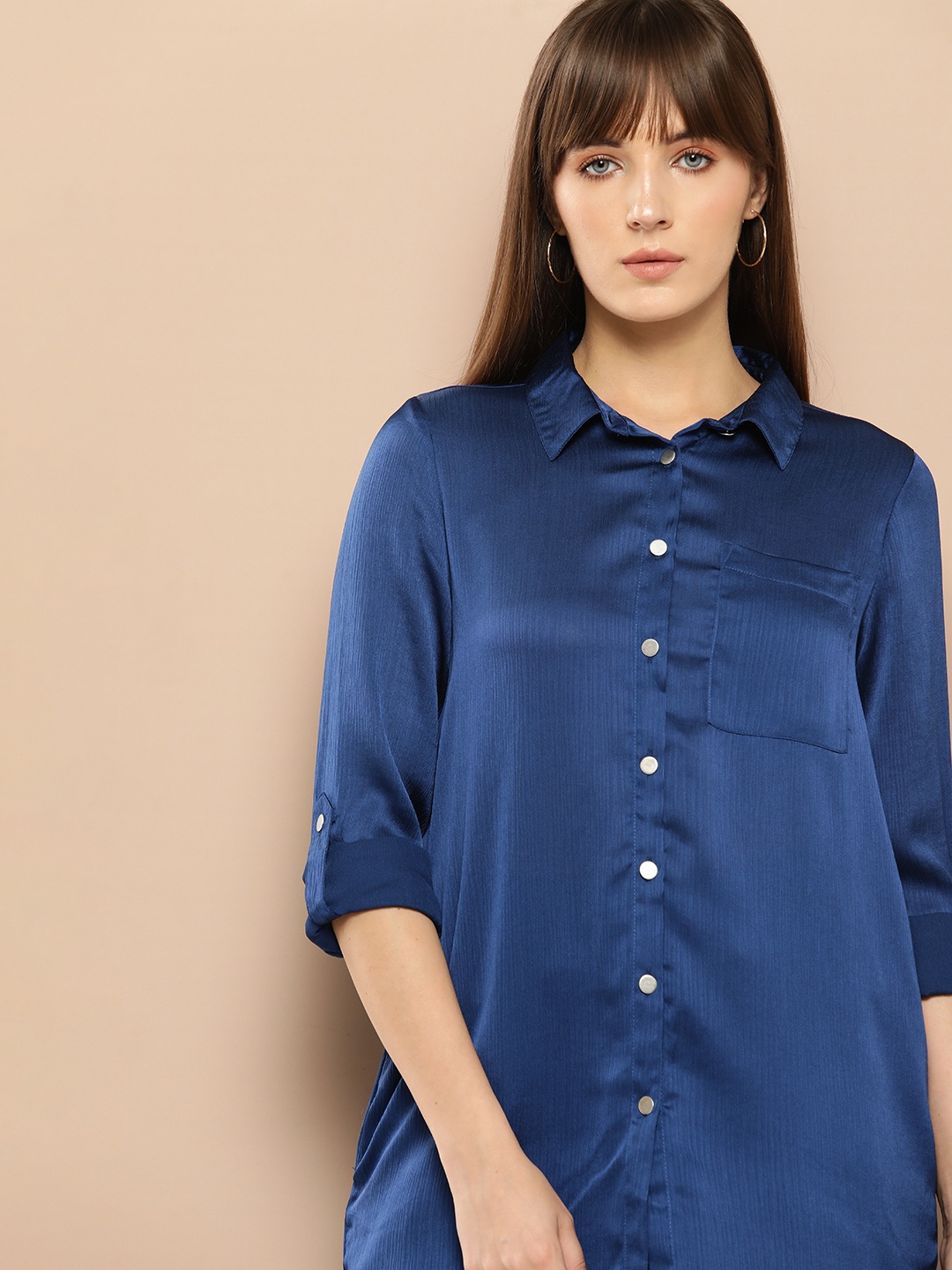 

Chemistry Textured Roll-Up Sleeves Casual Shirt, Blue