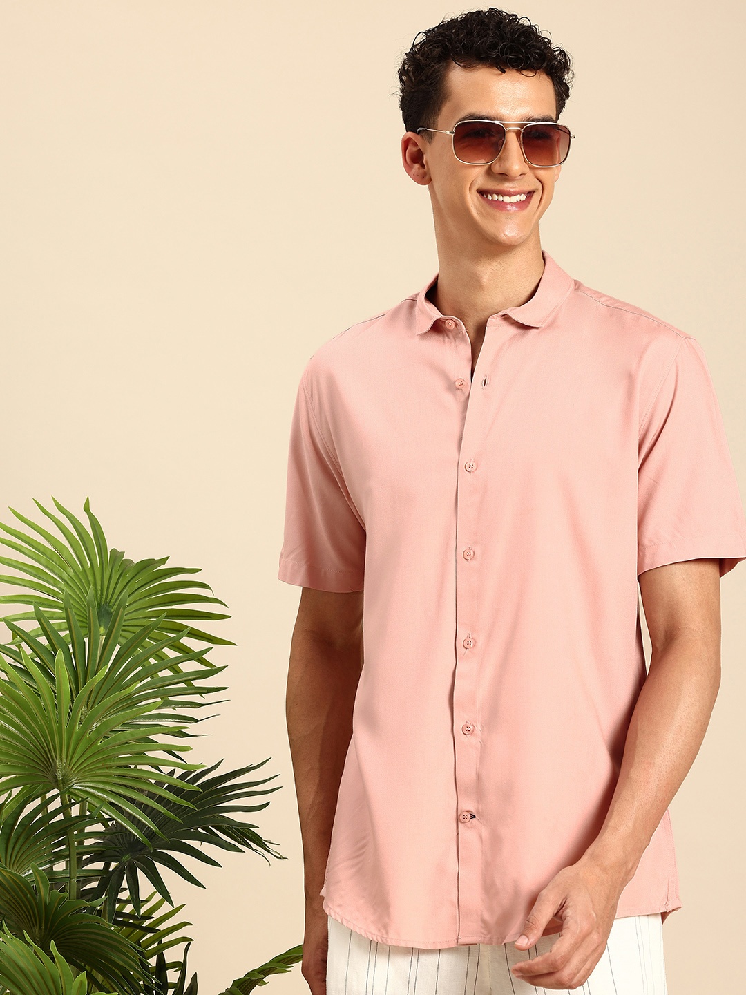 

Mast & Harbour Slim Collar Casual Shirt, Pink