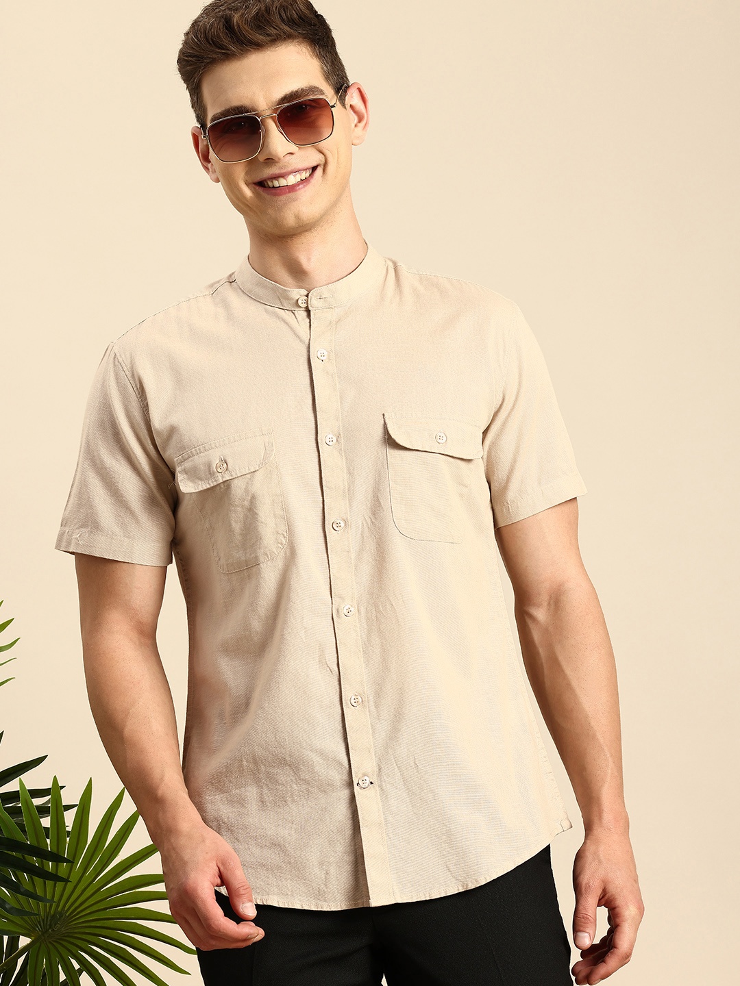 

Mast & Harbour Pure Cotton Casual Shirt, Beige