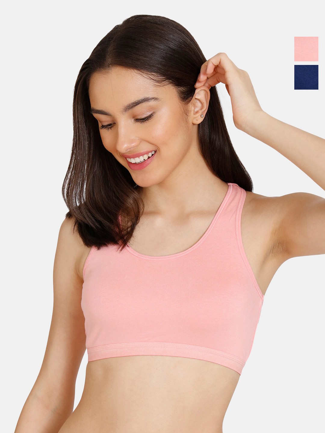 

Zivame Pack Of 2 Seamless Non Padded Non-Wired Workout Bra With All Day Comfort, Blue