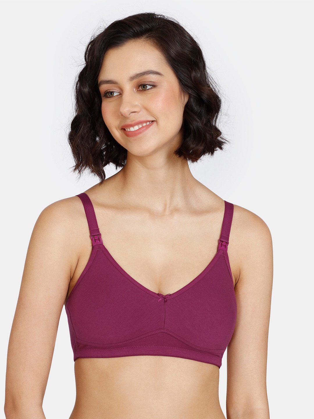 

Zivame Seamless Non-Padded Non-Wired Maternity Bra With All Day Comfort, Purple