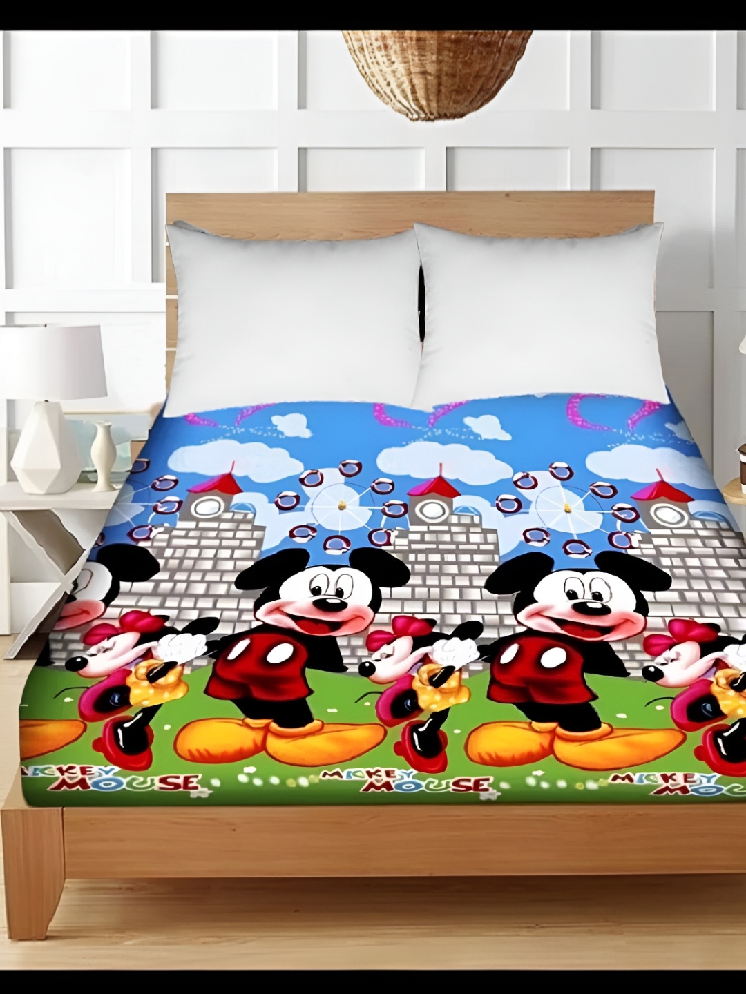 

Supreme Home Collective Blue & Red Cartoon Characters Printed 144 TC Queen Bedsheet