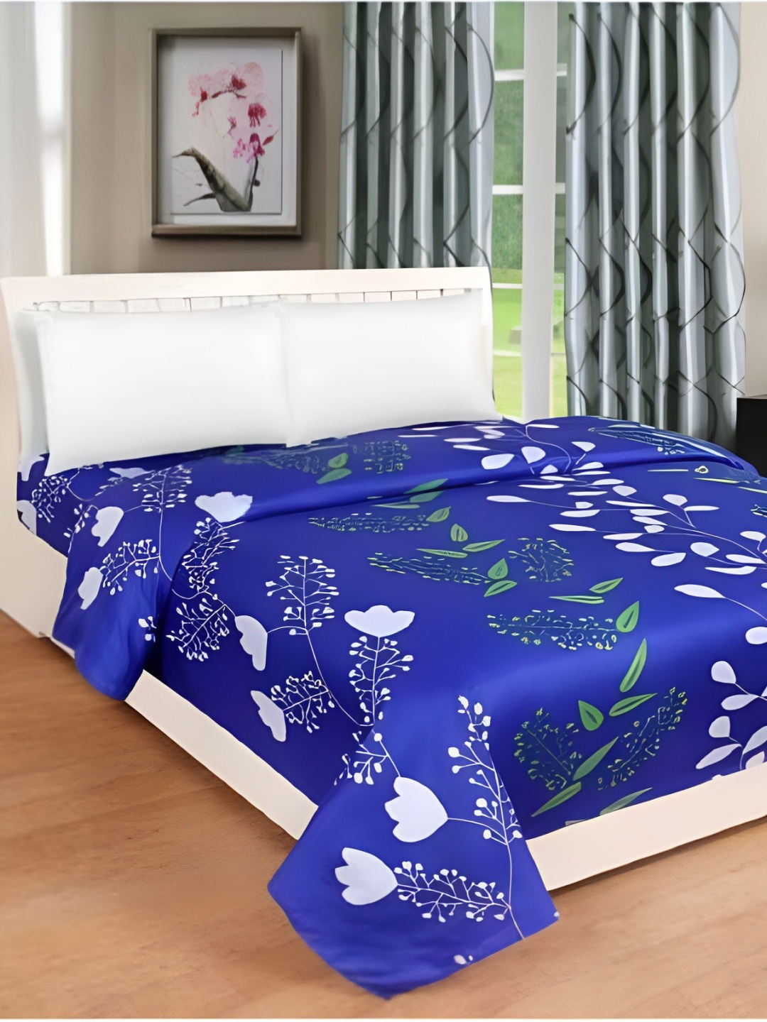 

Supreme Home Collective Blue Floral 144 TC Queen Bedsheet