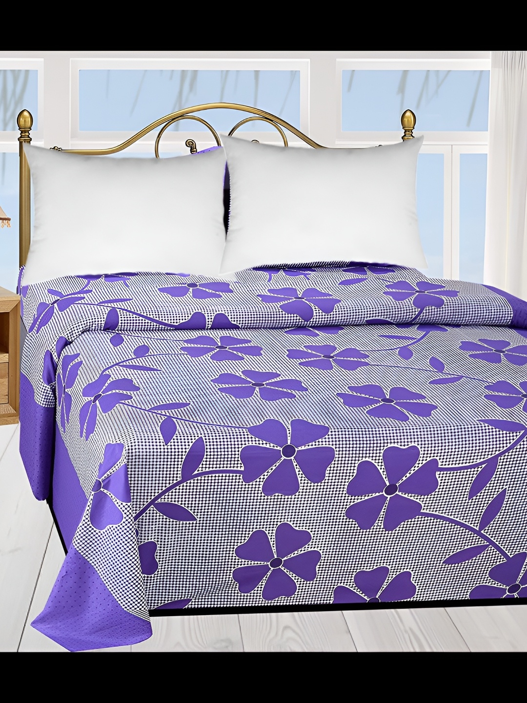 

Supreme Home Collective Purple Floral 144 TC Queen Bedsheet