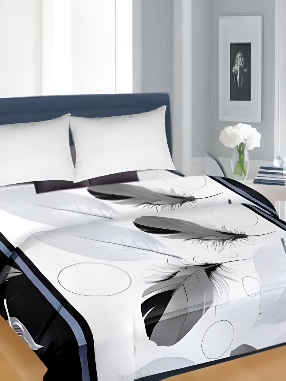 

Supreme Home Collective White & Black Floral Printed 144 TC Queen Bedsheet