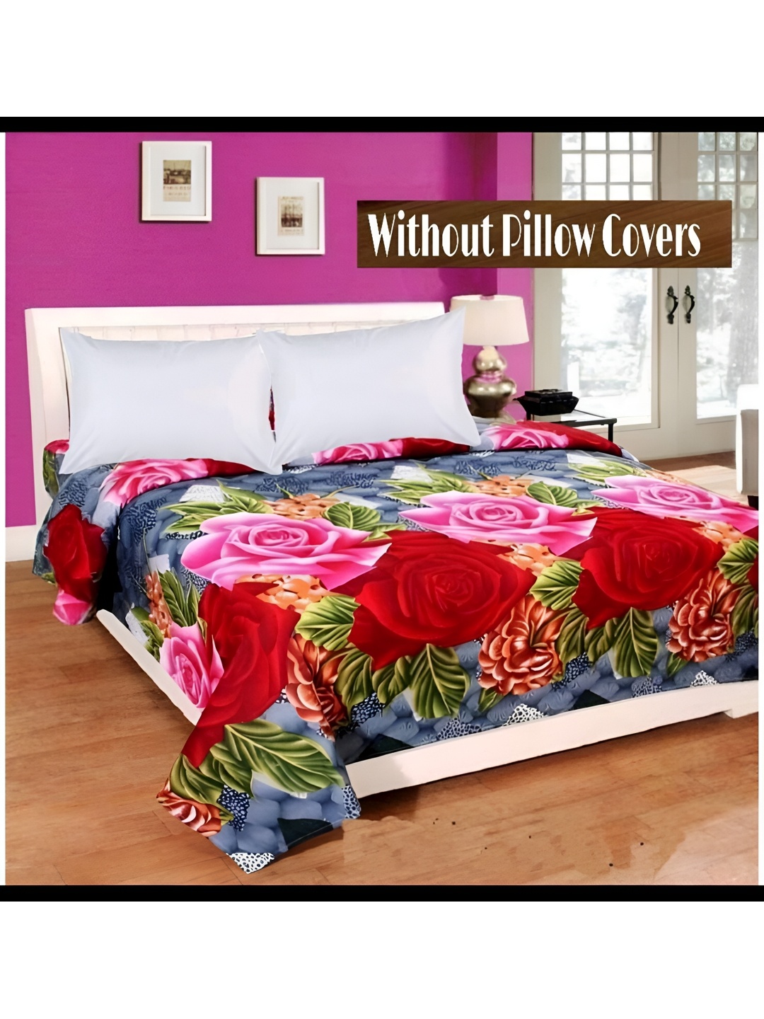 

Supreme Home Collective Pink Floral 144 TC Queen Bedsheet