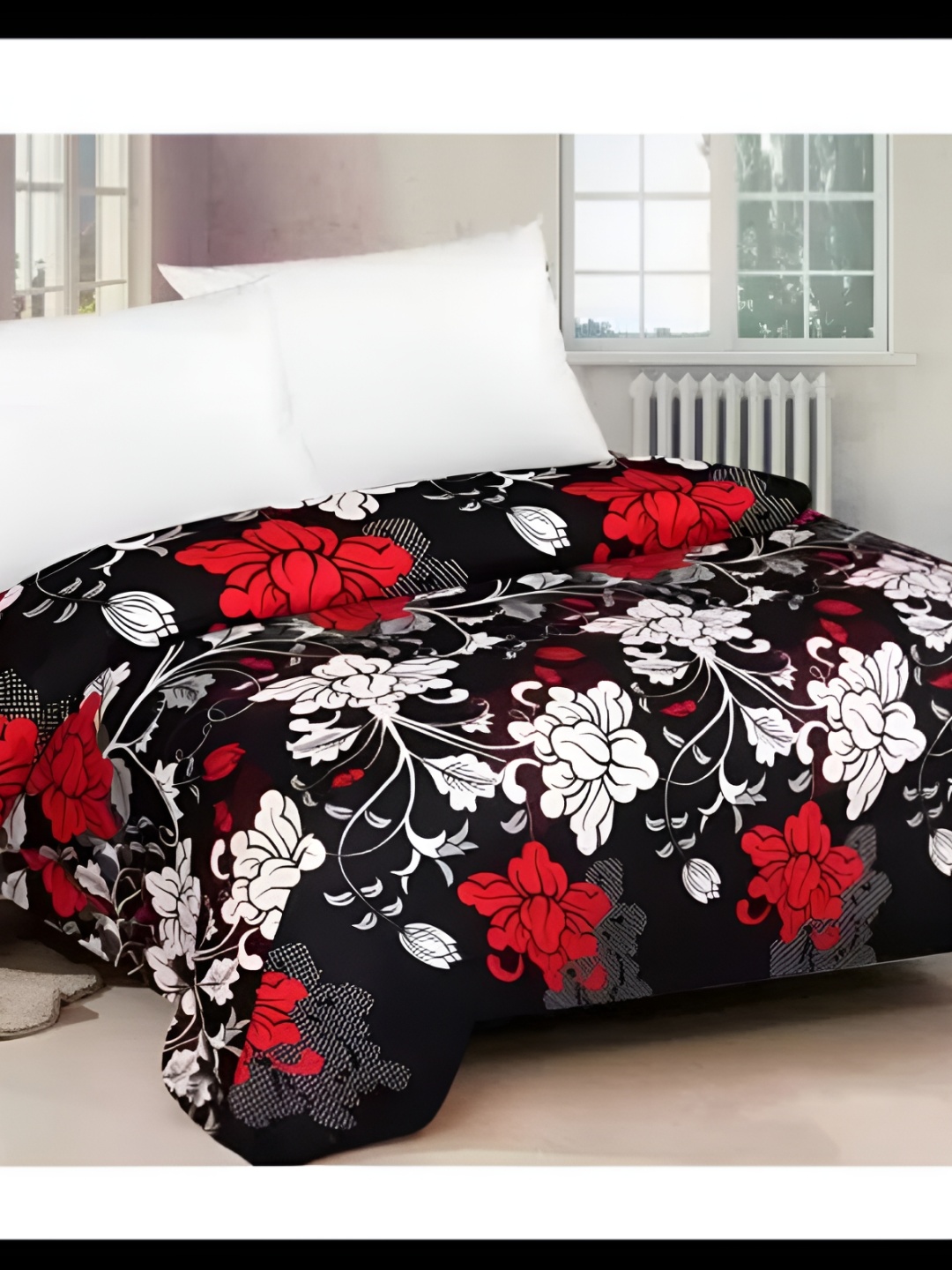 

Supreme Home Collective Black Floral 144 TC Queen Bedsheet