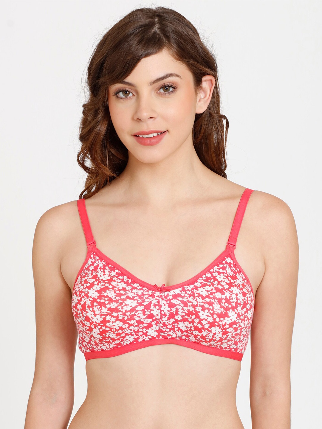 

Rosaline by Zivame Floral Printed Full Coverage Everyday Bra With All Day Comfort, Red