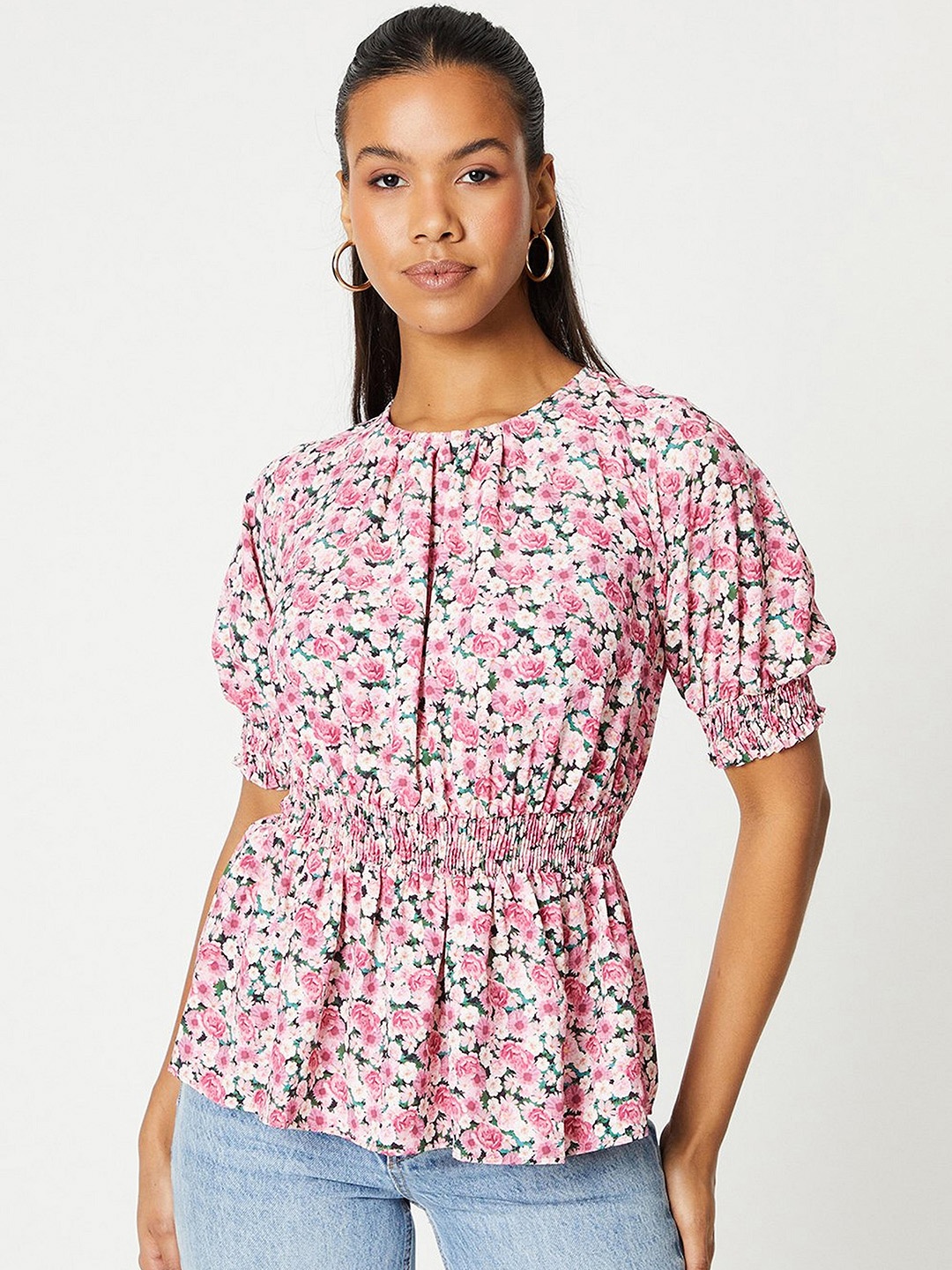 

DOROTHY PERKINS Floral Print Smocked Top, Pink