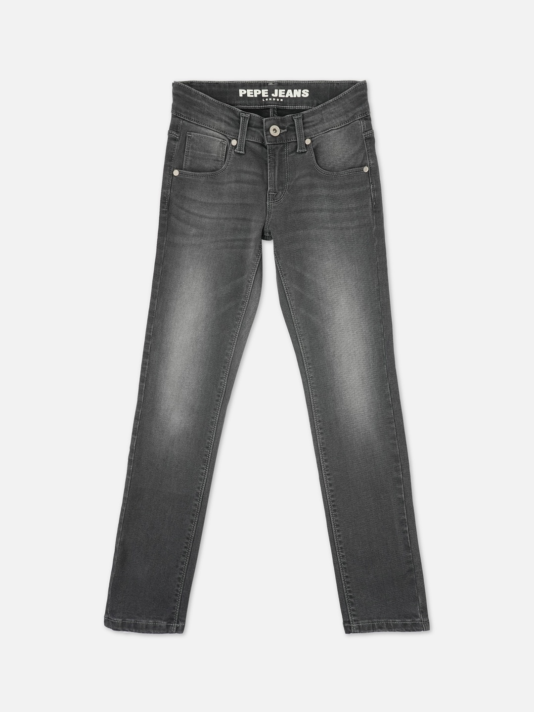 

Pepe Jeans Boys Slim Fit Heavy Fade Clean Look Stretchable Jeans, Grey