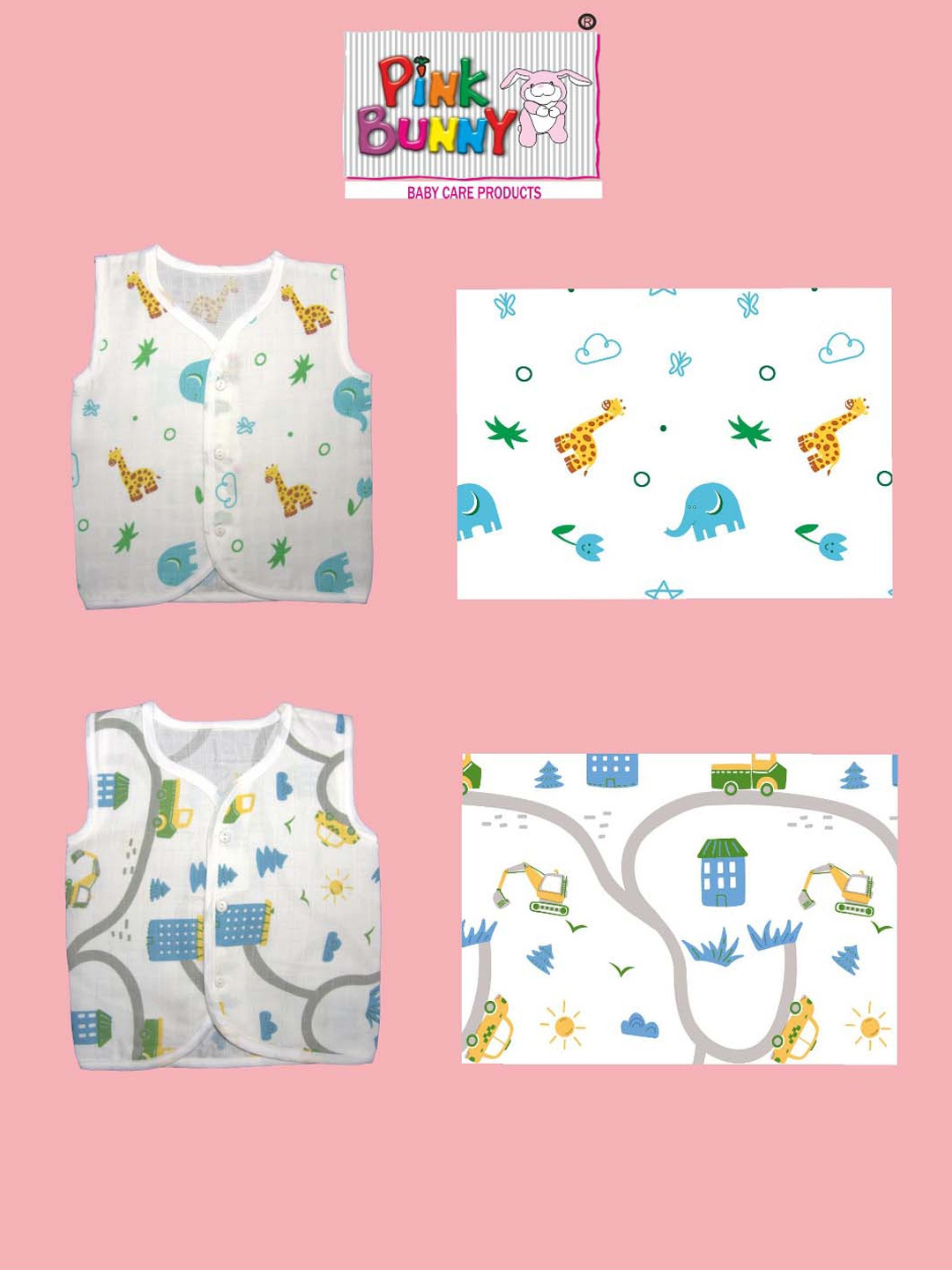 

PINKBUNNY Infants Pack Of 5 Printed Pure Cotton Jhablas, White