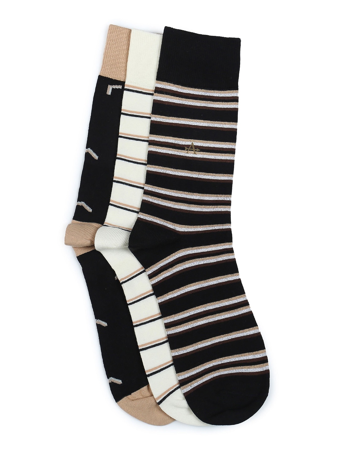 

Arrow Men Pack Of 3 Striped Patterned Pure Cotton Above Ankle-Length Socks, Brown