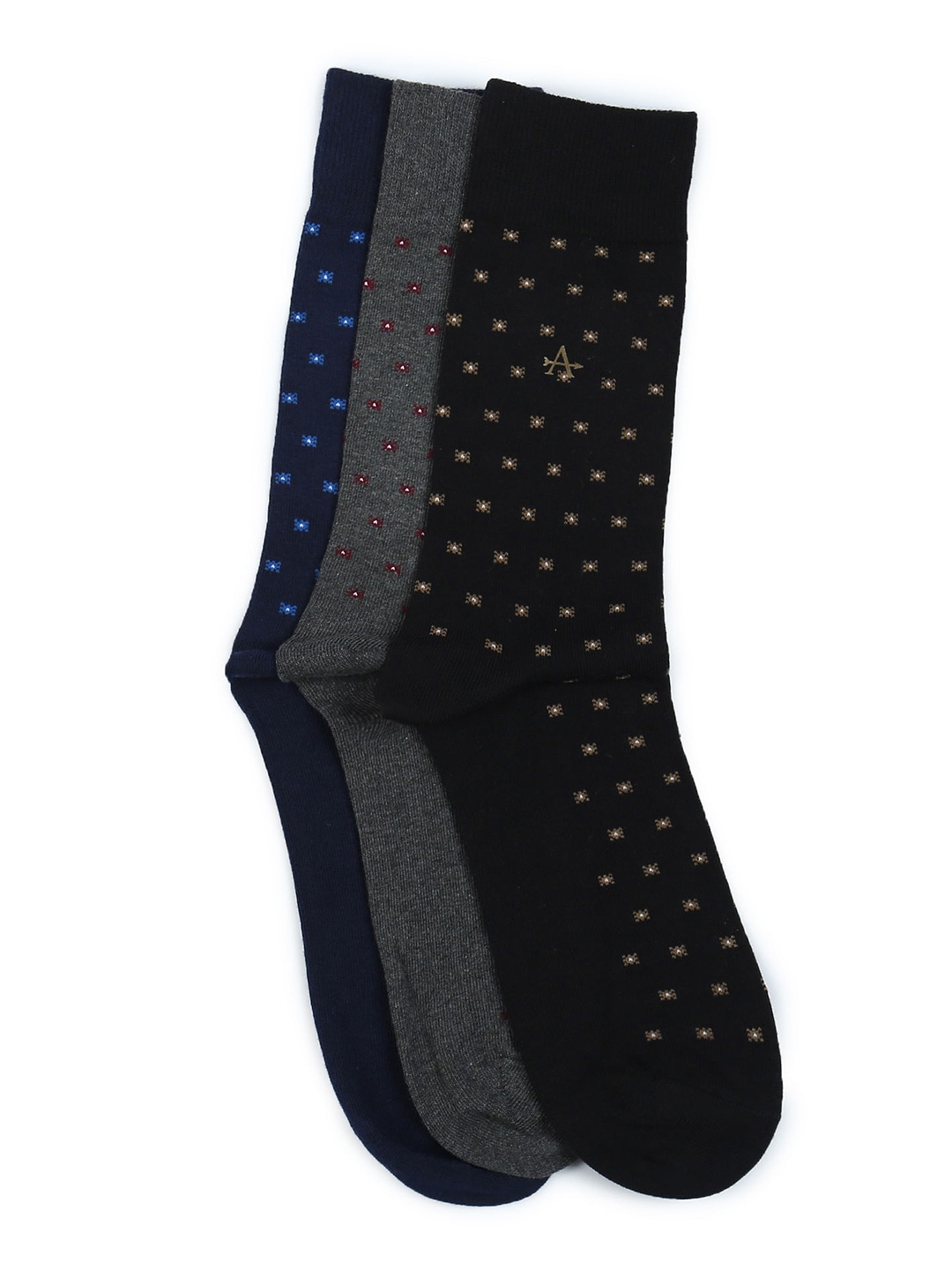 

Arrow Pack Of 3 Cotton Patterned Calf Length Socks, Navy blue