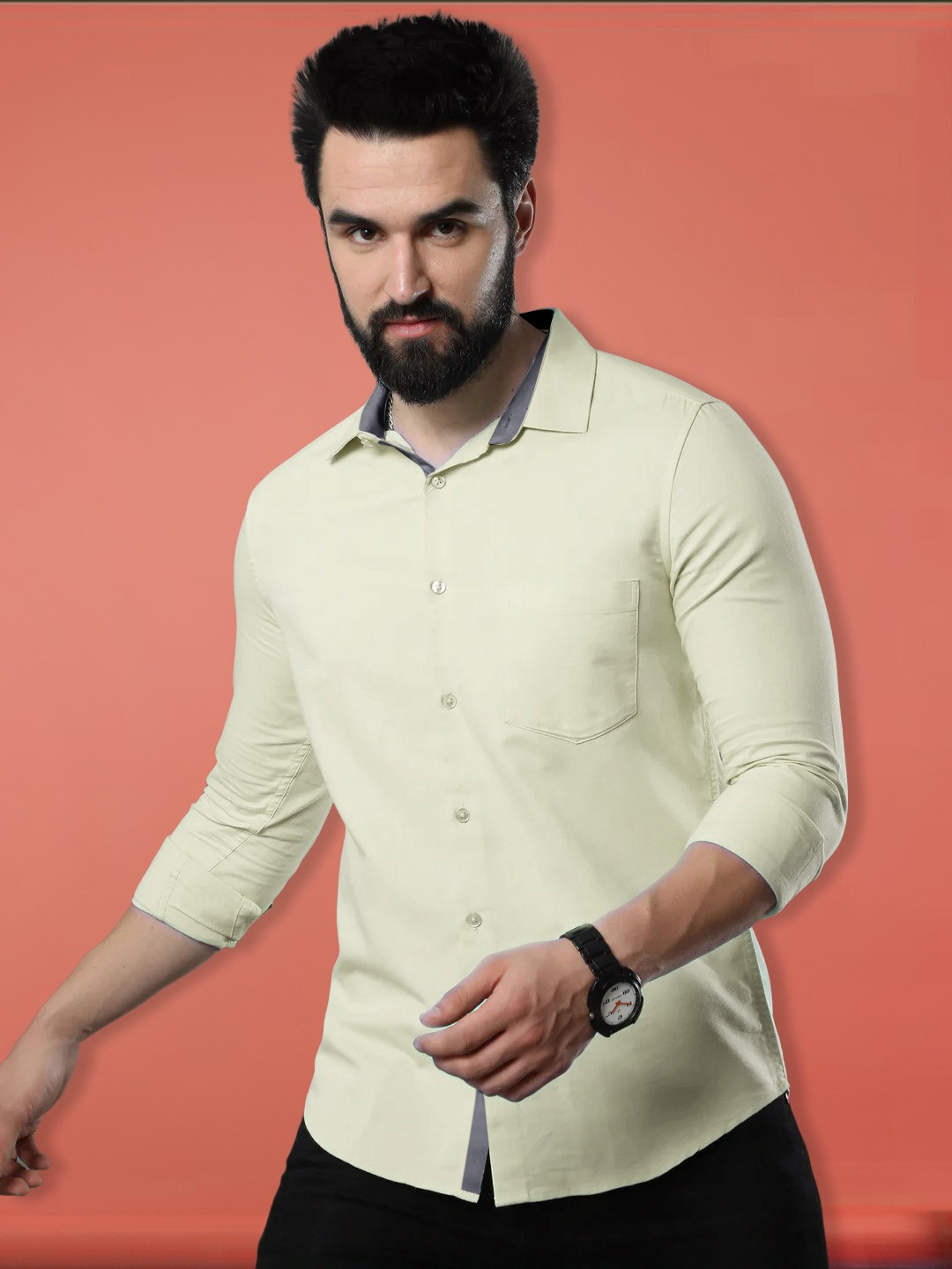 

1 Stop Fashion Standard Slim Fit Cotton Formal Shirt, Yellow
