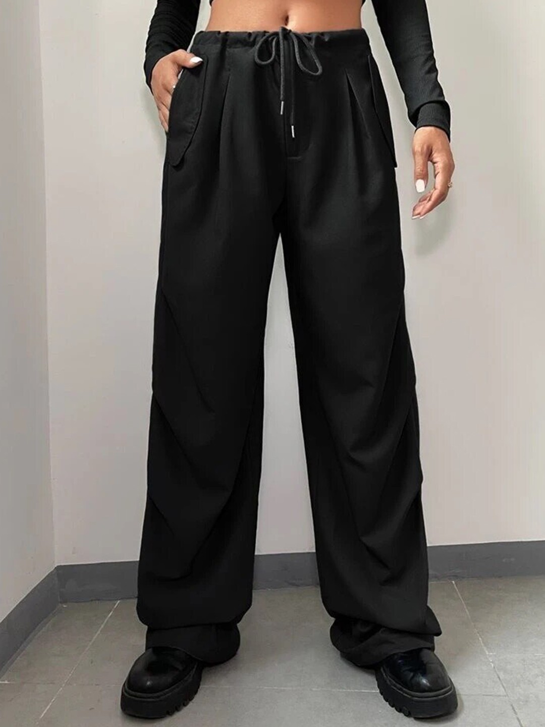 

TABADTOD Women Relaxed Loose Fit Trousers, Black