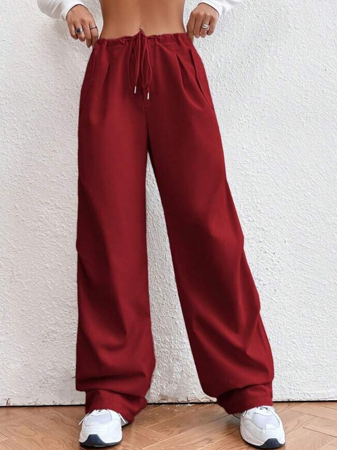 

TABADTOD Women Relaxed Loose Fit Trousers, Maroon