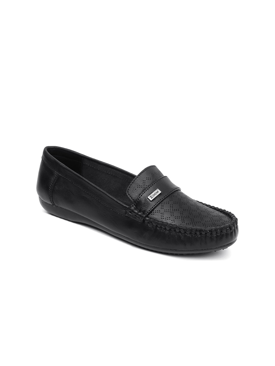 

Zoom Shoes Women Textured Lightweight Leather Loafers, Black
