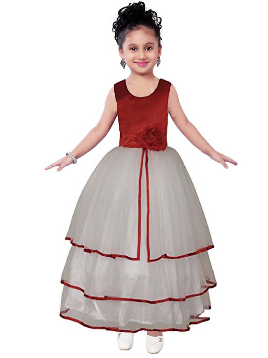 

BAESD Girls Satin Fit & Flare Maxi Party Dress, Red