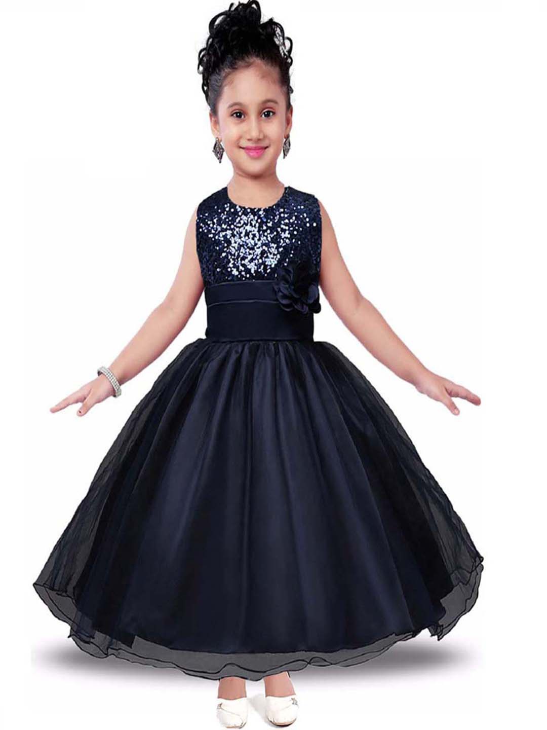 

BAESD Girls Satin Maxi Party Dress, Navy blue