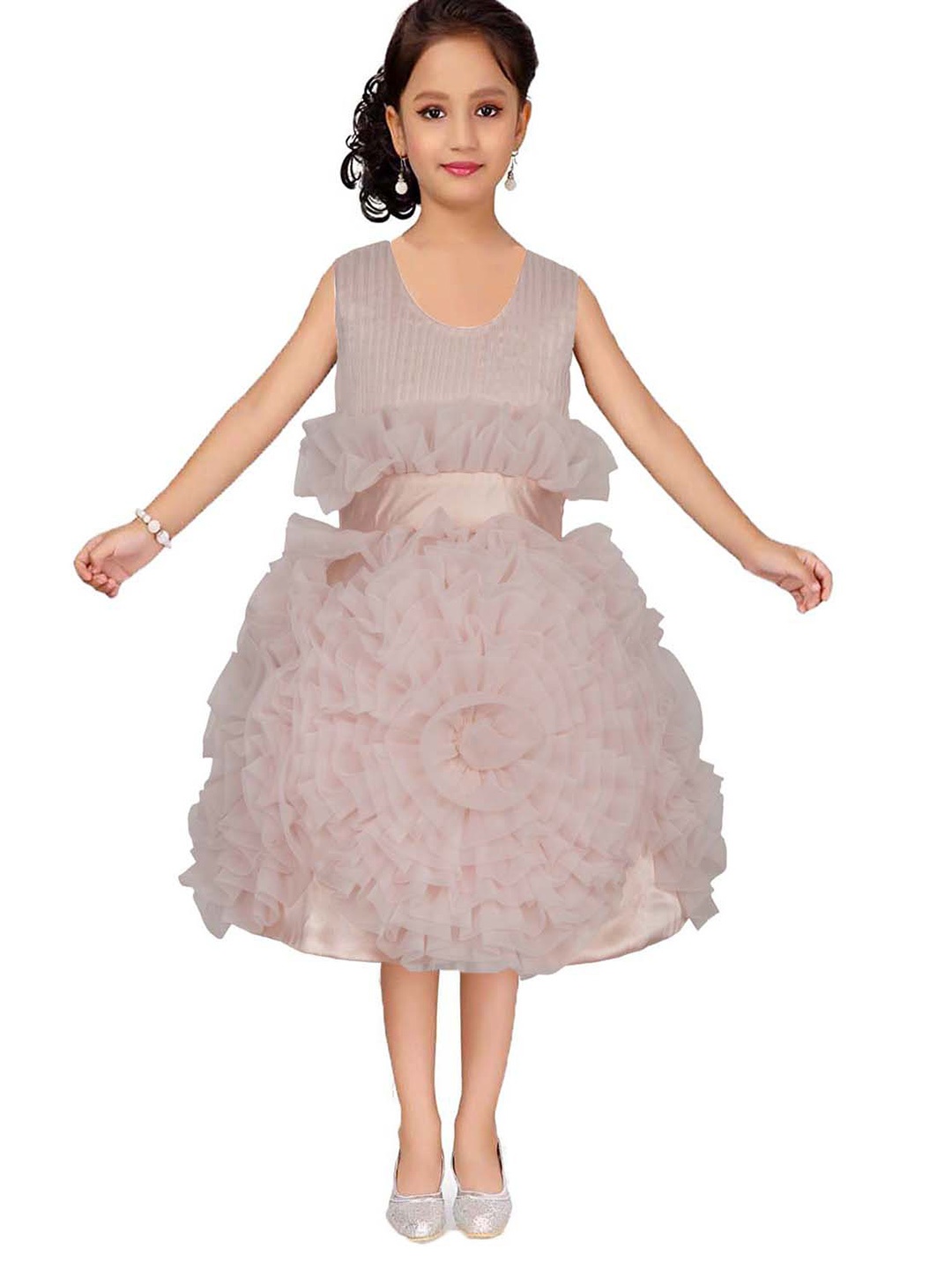 

BAESD Girls Satin Fit & Flare Midi Party Dress, Peach