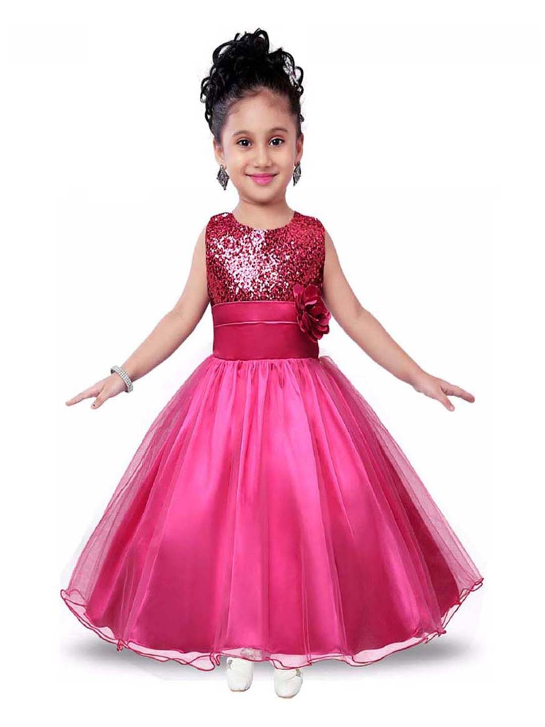 

BAESD Girls Satin Fit & Flare Maxi Party Dress, Pink