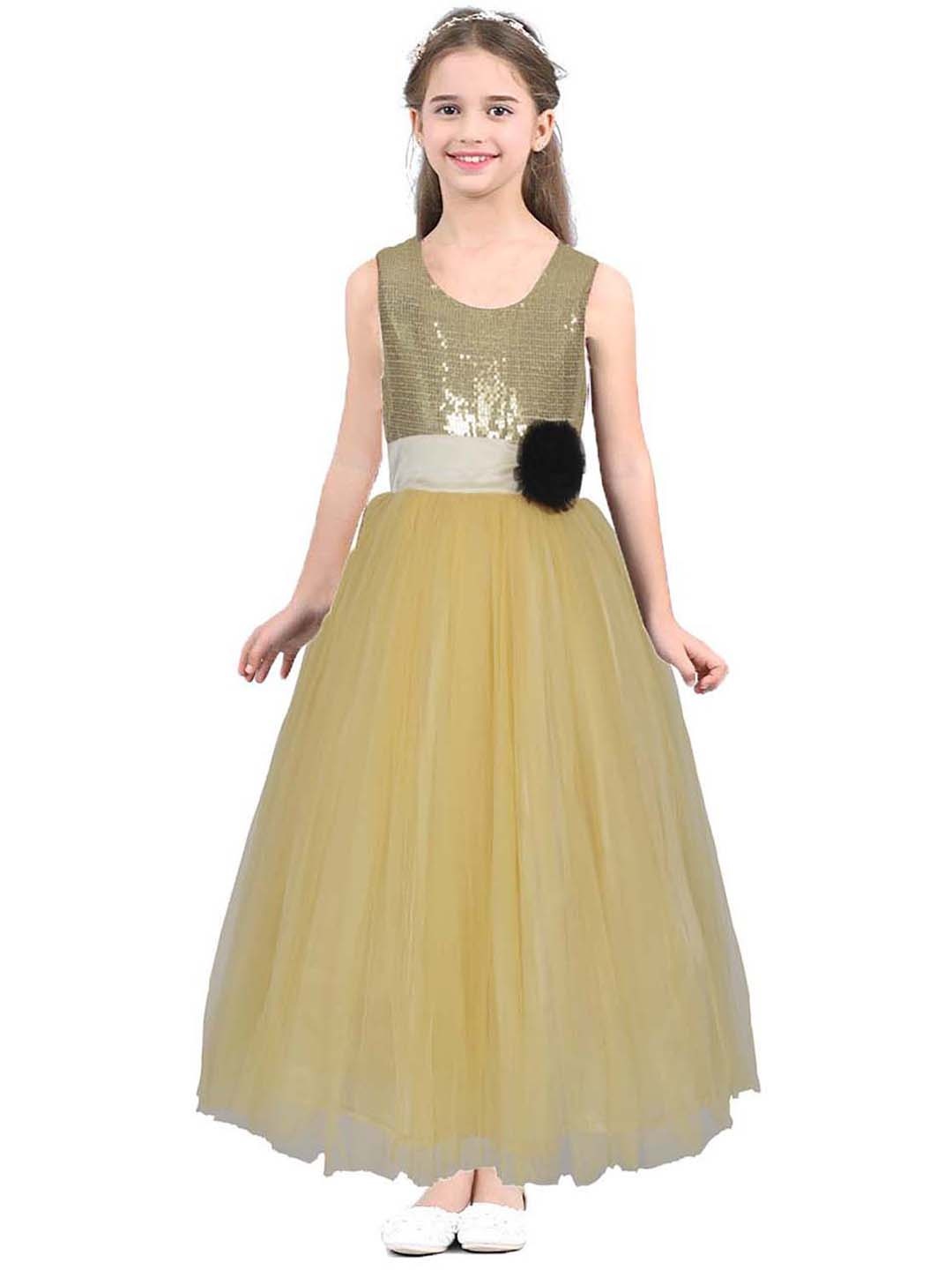 

BAESD Girls Embellished Maxi Party Dress, Gold