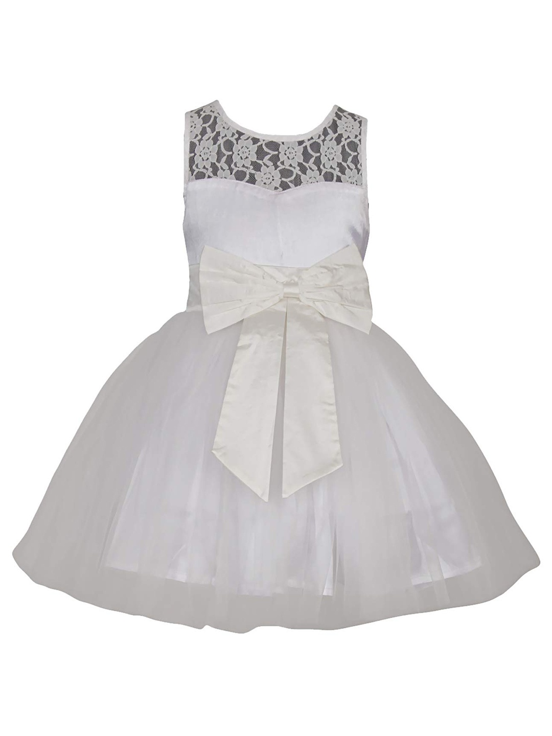

BAESD Embellished Round Neck Sleeveless Fit & Flare Dress, White
