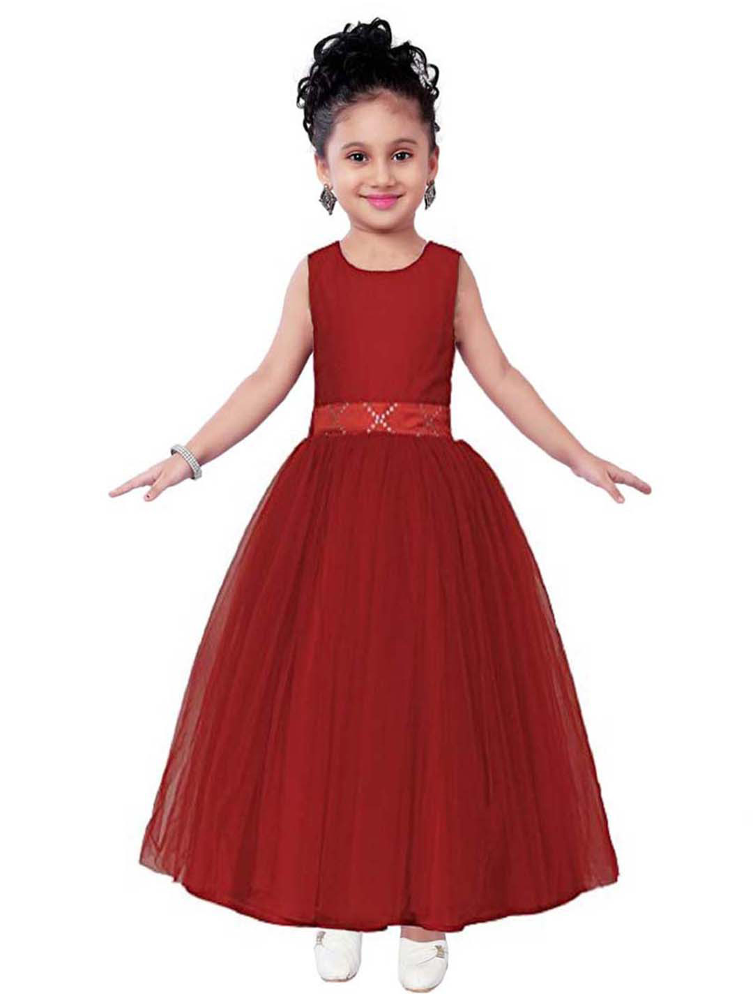 

BAESD Girls Embellished Flared Maxi Dress, Red