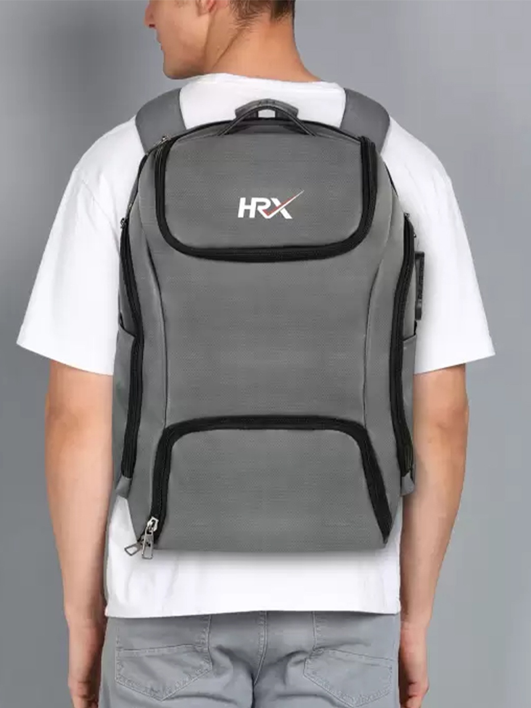 

HRX by Hrithik Roshan Grey Unisex Anti-Theft Backpack with Shoe Pocket