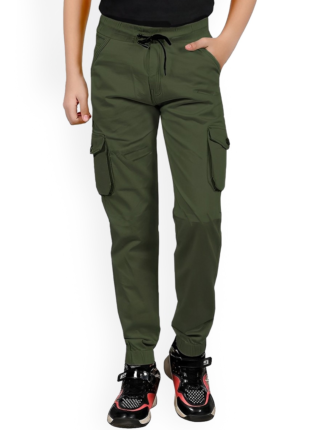 

BAESD Kids Comfort Straight Fit Mid-Rise Cotton Joggers Trouser, Olive