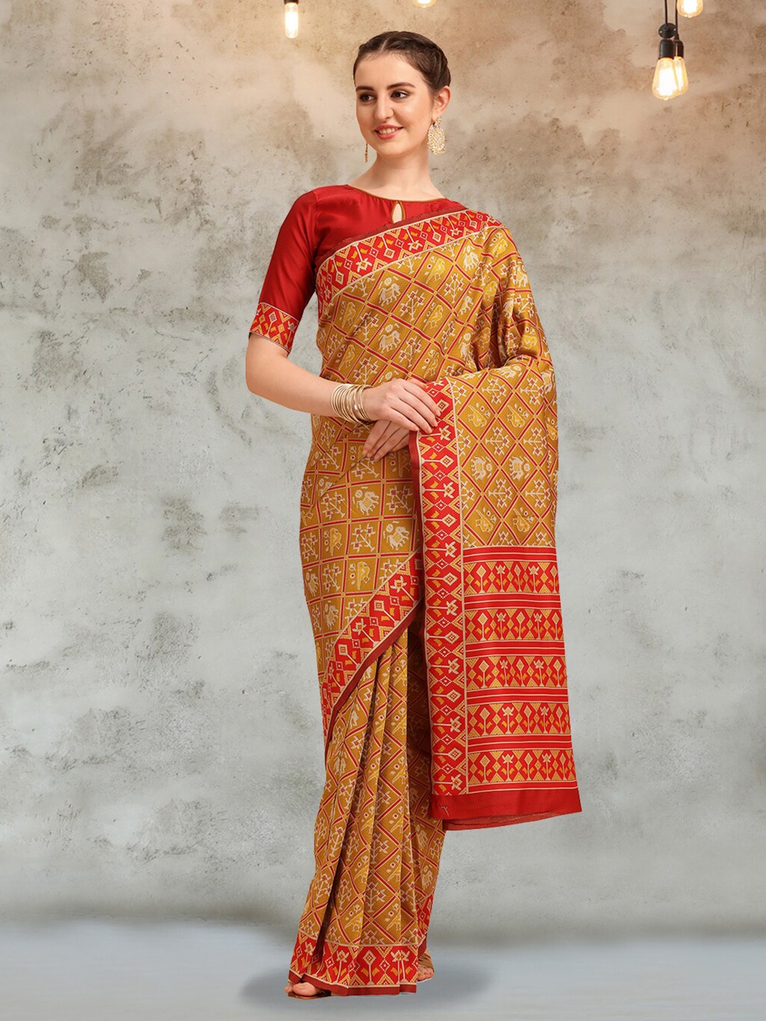 

RAJGRANTH Woven Design Ethnic Motifs Patola Saree, Yellow