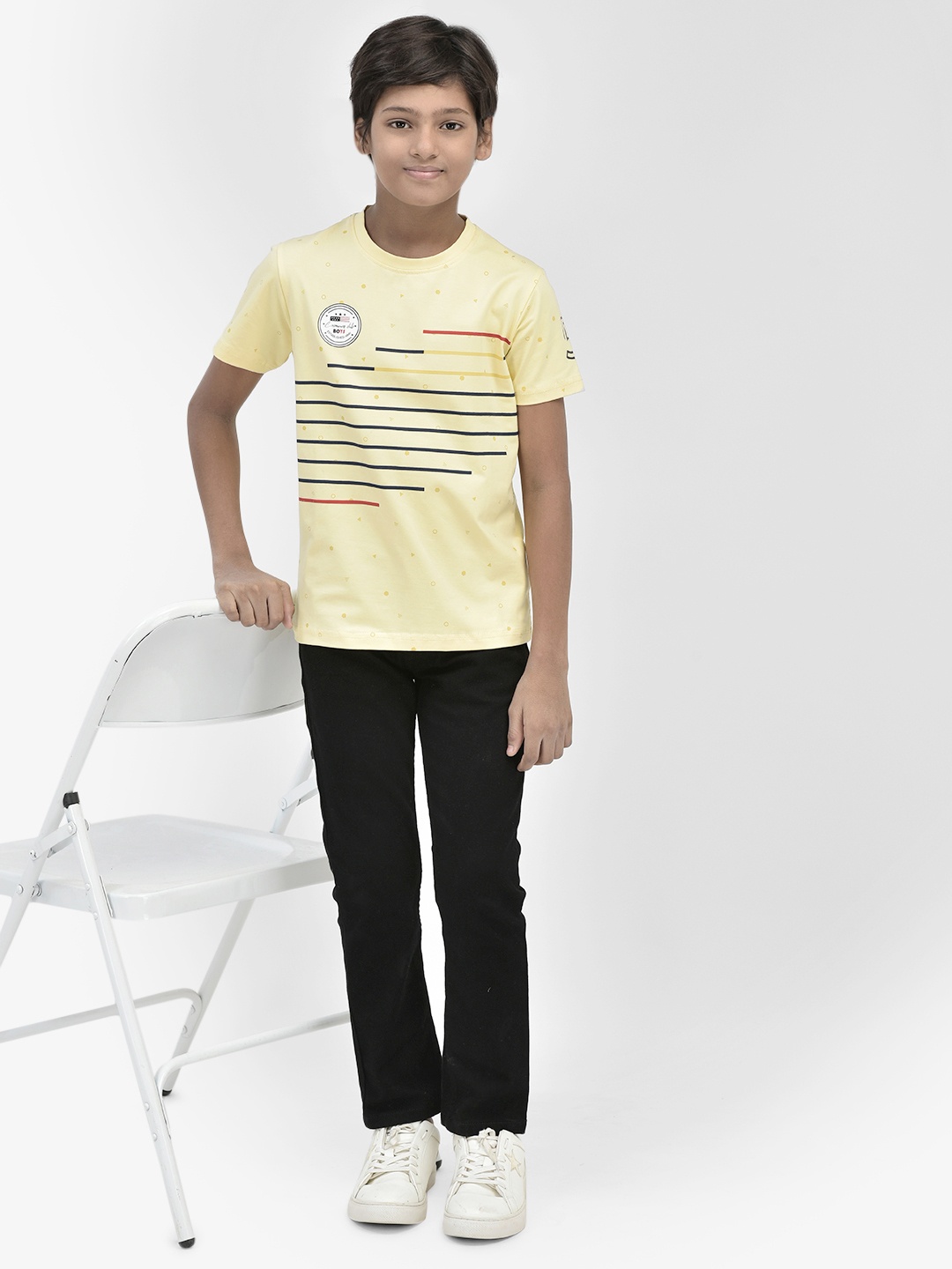 

Crimsoune Club Boys Graphic Printed Round Neck Slim Fit T-shirt, Yellow